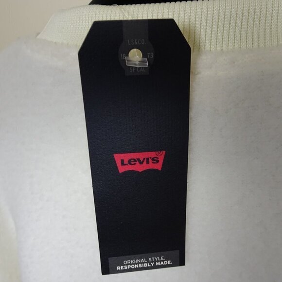 Levi’s Fleece Sweatshirt Women's Size L Ivory Crew Neck Pullover Cozy Furry - Picture 7 of 10